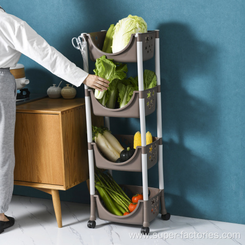 Shelf Rack with 4 Storage Baskets and Wheels